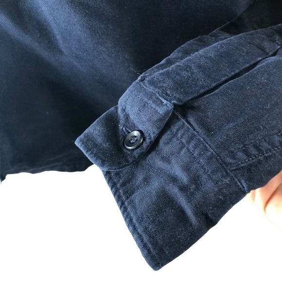 L.L.Bean Flannel Cotton Shirt Women 16 Navy Full Buttoned Front Long Sleeves - Picture 4 of 9